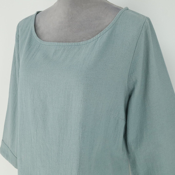Soft Surroundings Top Womens Medium Green Tunic Blouse Oversized Lagenlook - Picture 8 of 11
